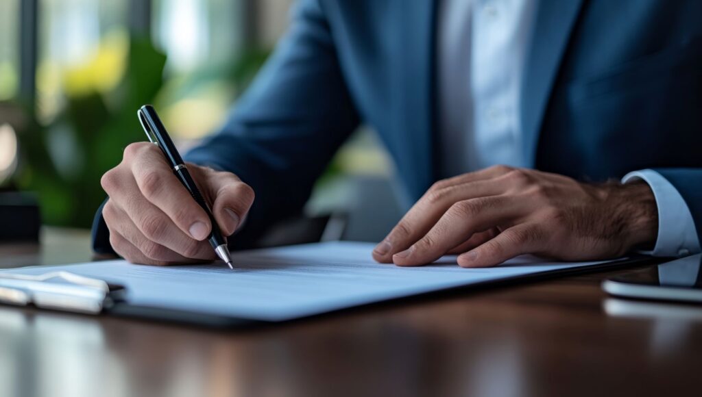 Signing contract
