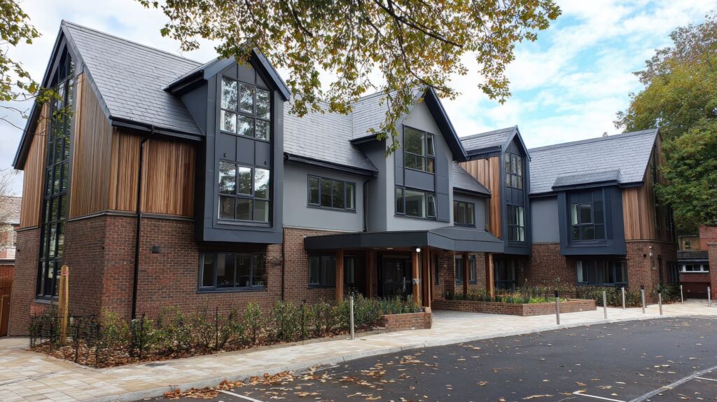Exterior view of a residential care home in UK 