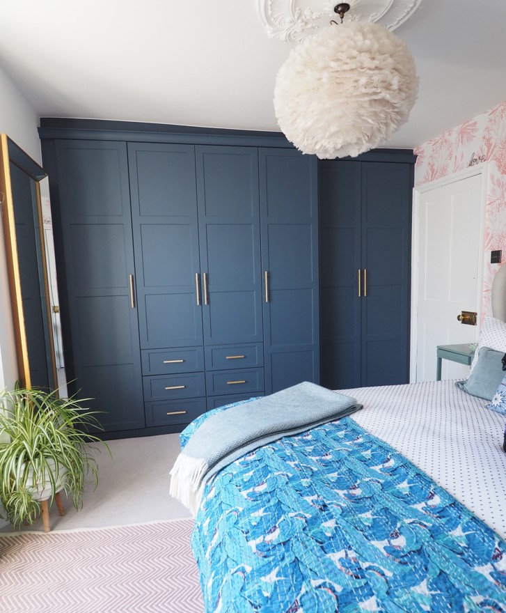 A double bedroom with built-in wardrobes