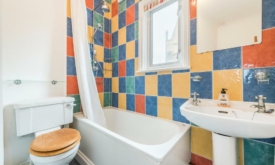 BEFORE: the main bathroom was on the second floor, and was quite small and cramped