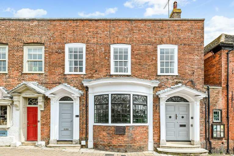 Brick terraced houses with sash windows