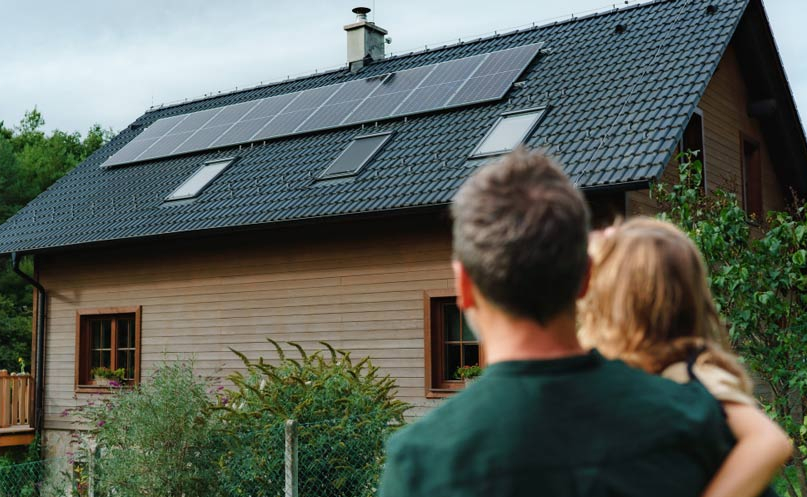 A home with solar panels
