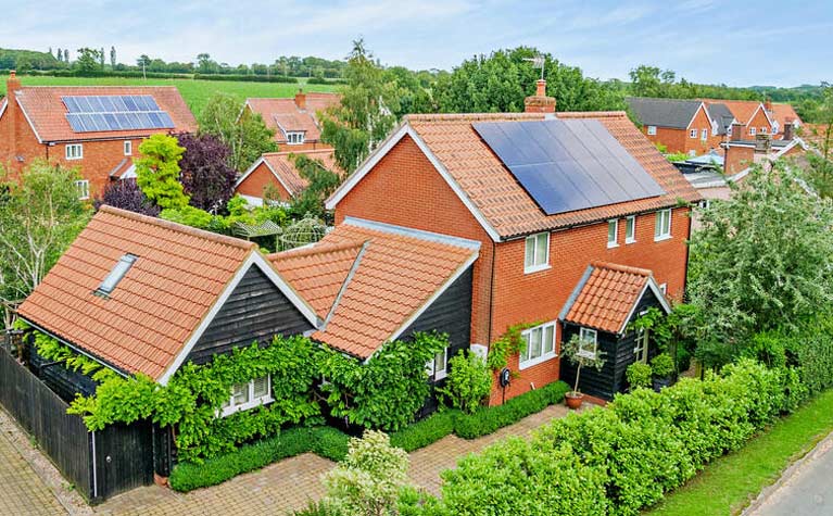 A detached house with solar panels