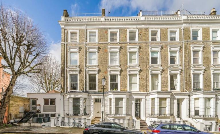 Townhouses in West London, blue sky