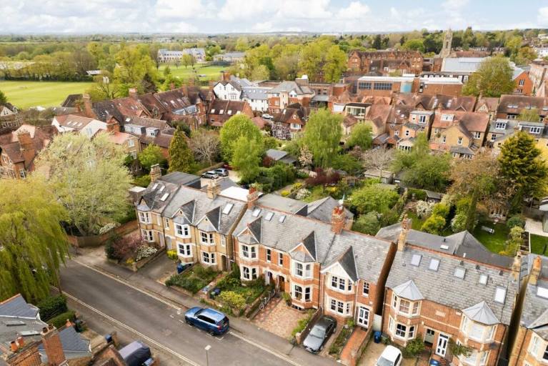 An aerial view of houses in Oxford