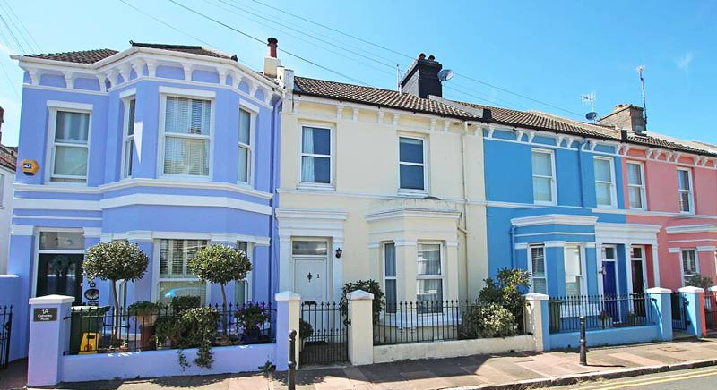 A row of colourful houses