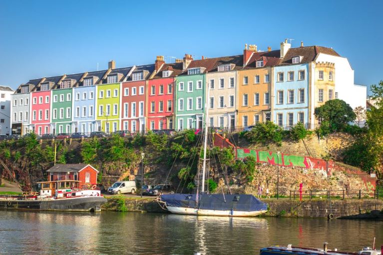 Colourful terraced houses in Bristol