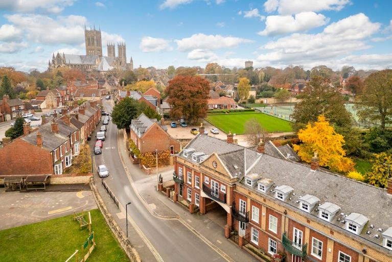 An aerial view of Lincoln