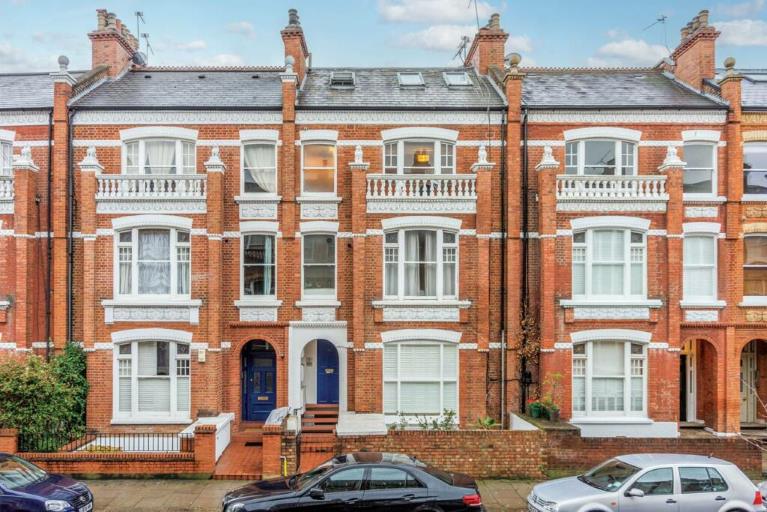 Red brick terraced townhouses in Fulham