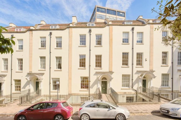 Terraced townhouses in the sunshine