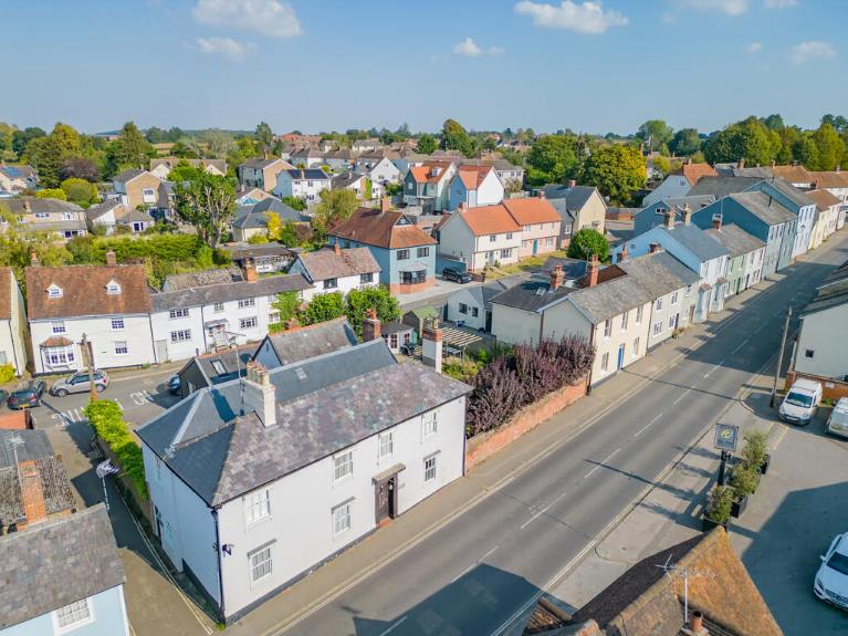 An aerial view of houses