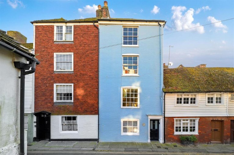 Townhouses, blue sky