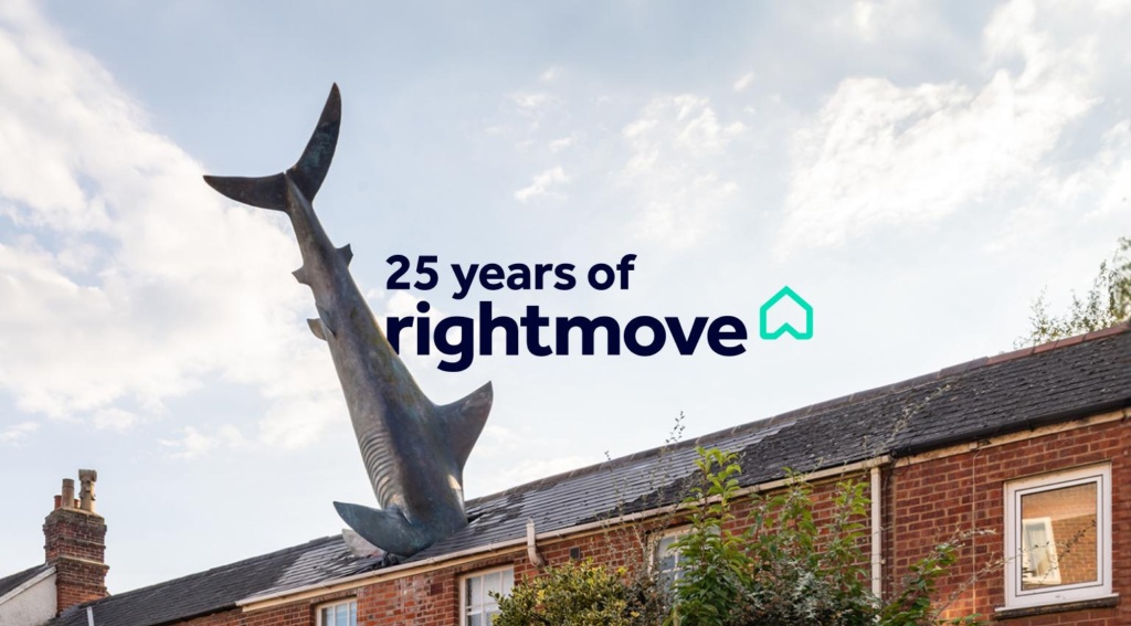 25 years of Rightmove, a shark sticking out of a roof