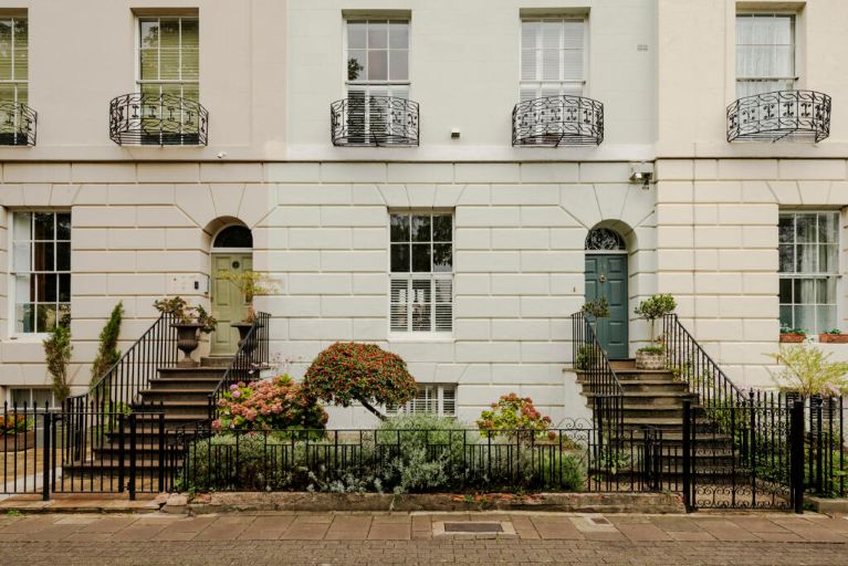 White terraced townhouses