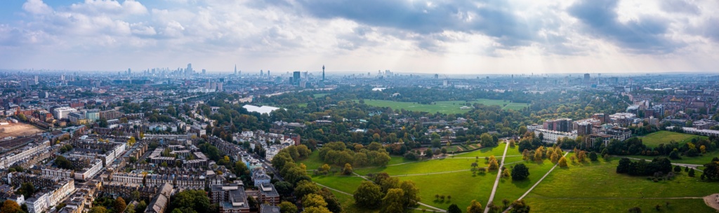 Aerial view over London