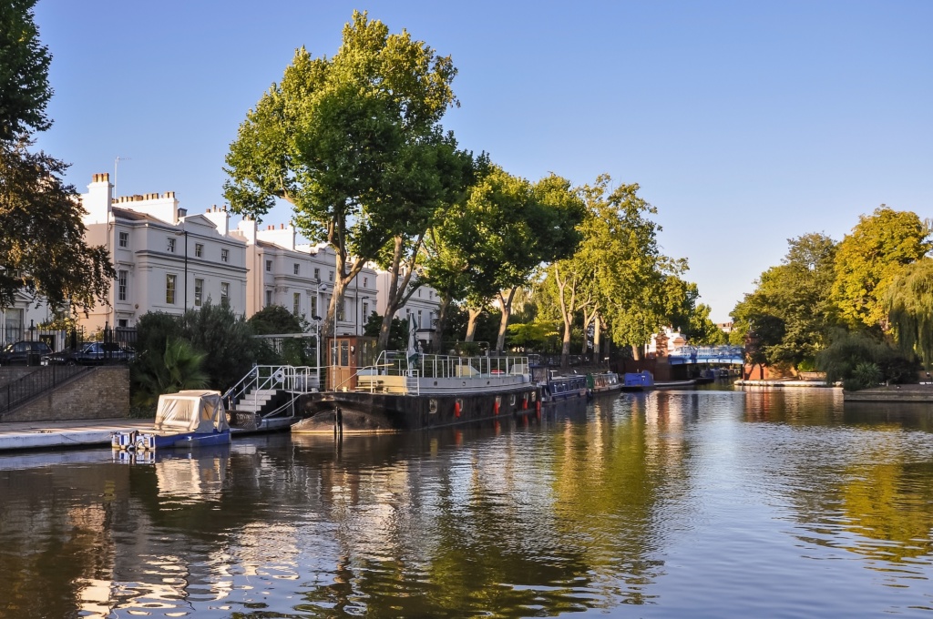 Boats moored on canal