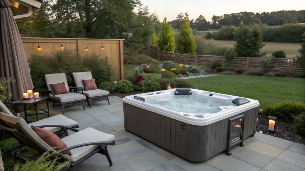 Hot tub in a garden