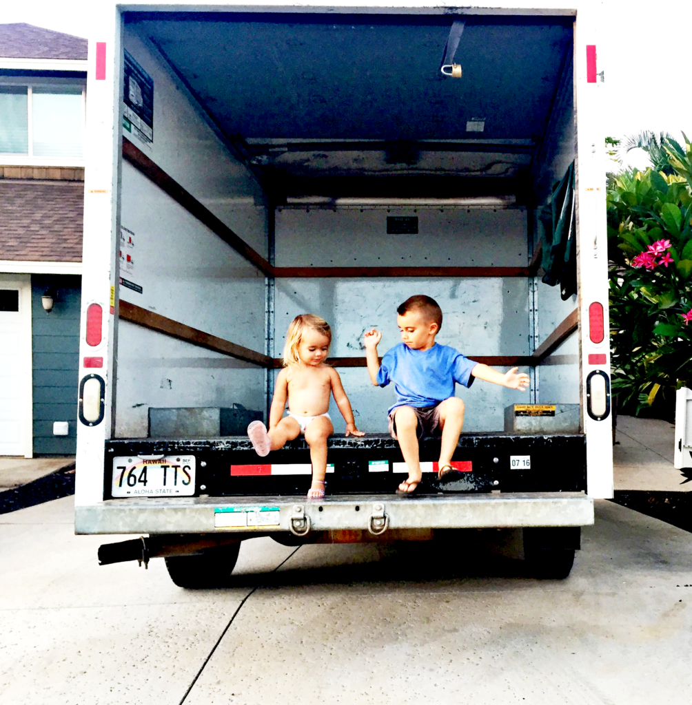 Kids having fun on moving house day