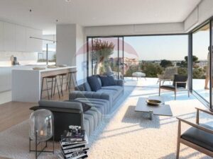 off-plan apartment with siding glass doors and modern furnishings