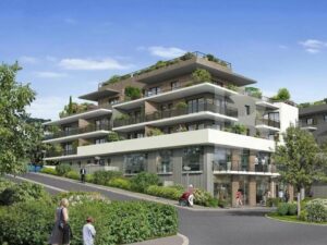 Projected image of finished development in Provence with multi-block property and lots of greenery